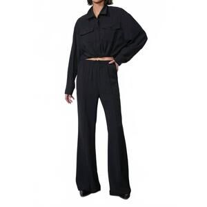 NEW GREYLIN abigail drawstring flared pants in black
